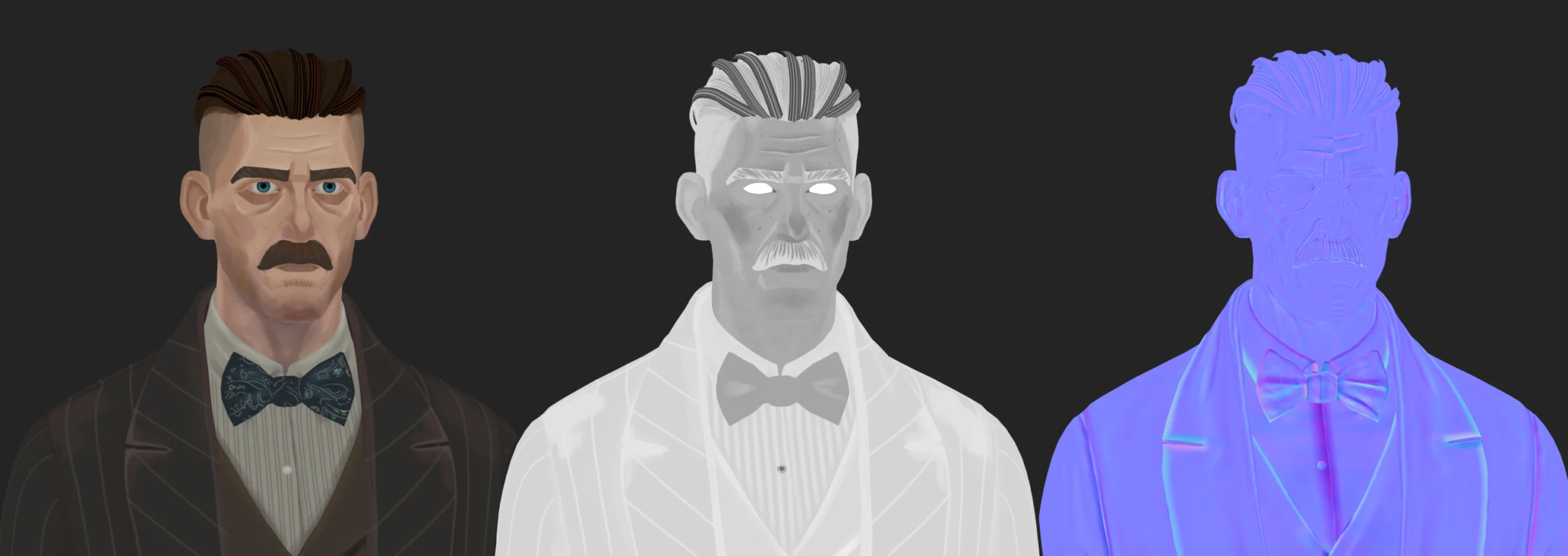 Texture Channels: Base Color, Roughness and Normal Map of Arthur Shelby
